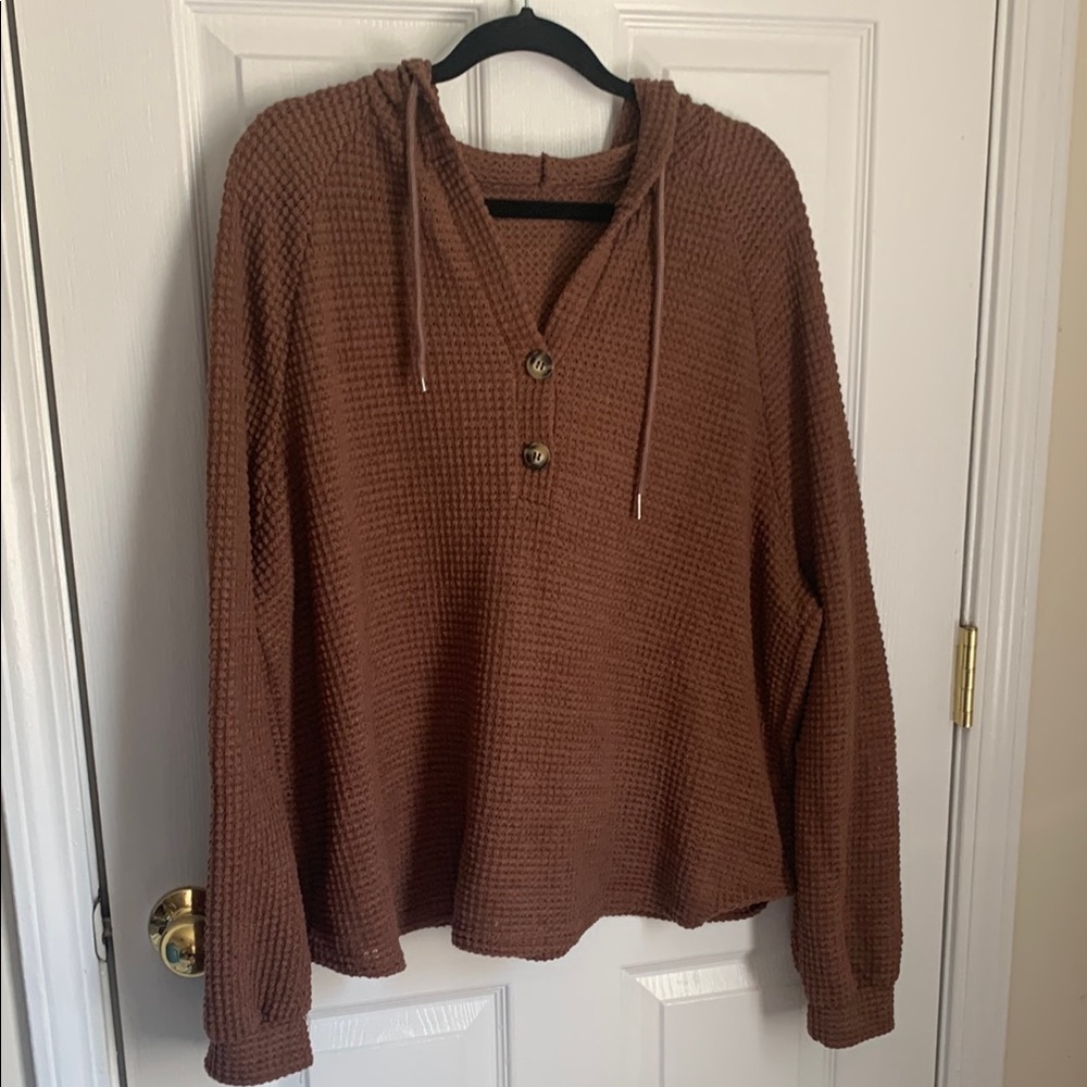 Brown Waffle Knit womens hoodie